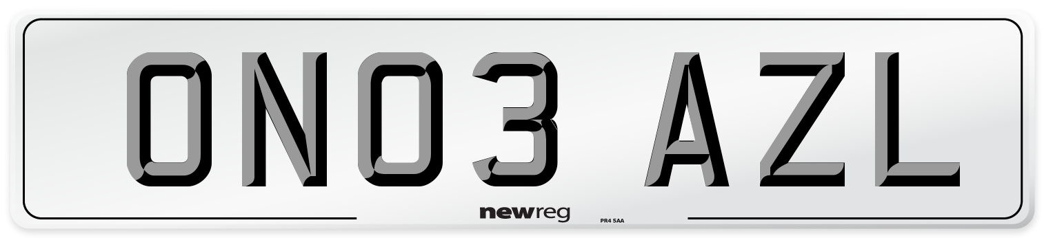 ON03 AZL Number Plate from New Reg